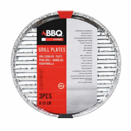 Lot de 3 plateaux en aluminium pour barbecue Ø35 cm