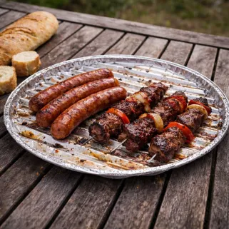 Lot de 3 plateaux en aluminium pour barbecue Ø35 cm