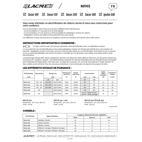 Electrificateur clôture Performance Secur 500