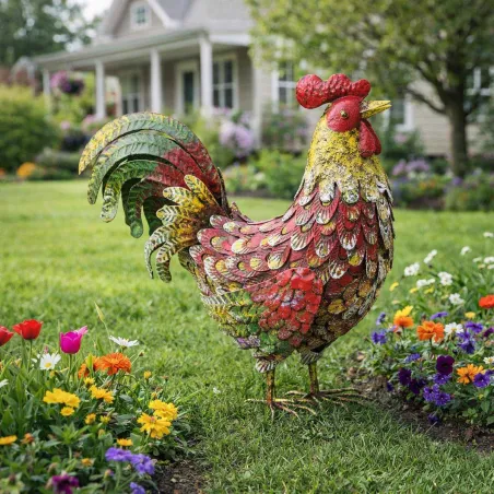 Décoration coq métal 44×15×45 cm – Jardin & extérieur