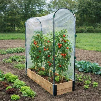 Carré potager spécial tomate bois + housse PCV 115 x 30 x 120 cm