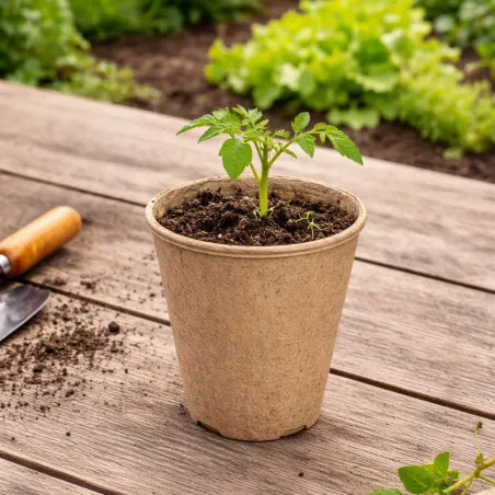24 Pots Biodégradables Ronds Ø8 cm pour Semis et Culture