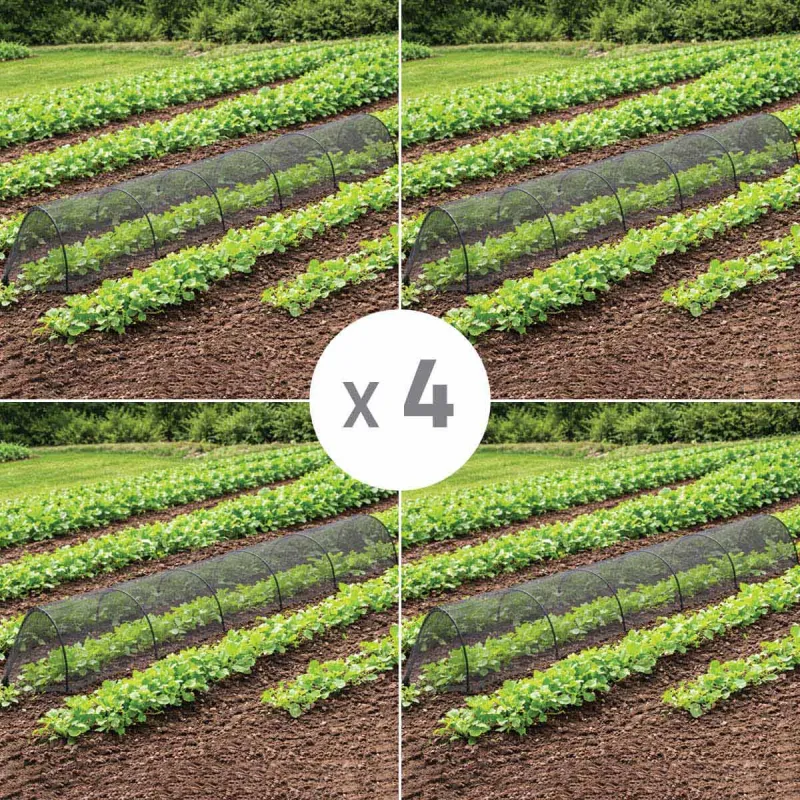 Lot de 4 Tunnels de protection pour potager maillé - 3 m