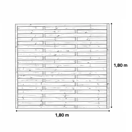 Panneau occultant en bois de pin 180x180 cm - Écartement 2,5 cm