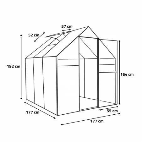 Serre de jardin aluminium 177x177x192 cm avec polycarbonate 4 mm