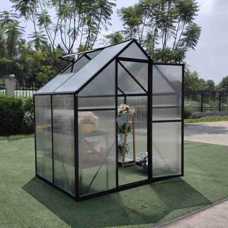 Serre de Jardin en Aluminium avec Polycarbonate 119x177x192cm - Transparente et Verte