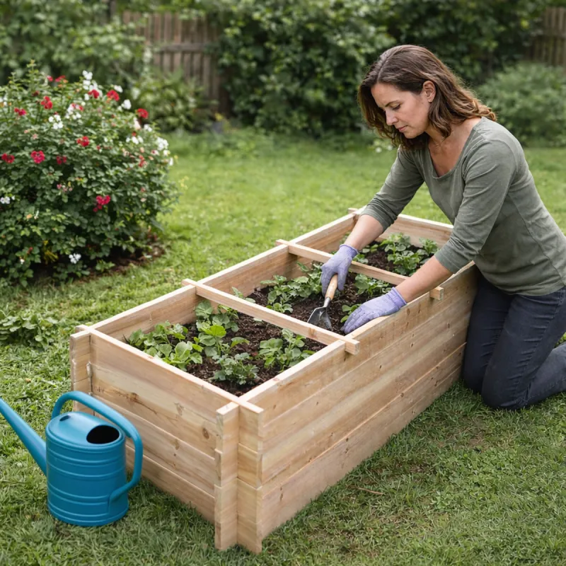 Carré potager rectangulaire bois 140 x 40 x 60 cm