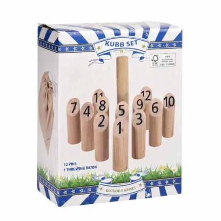 Jeu de Mölkky en Bois - Quilles Numérotées + Sac en Coton