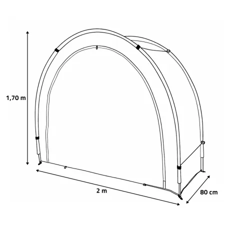 Serre demi-lune 200x80x170cm housse PE 130g/m² fond 110g