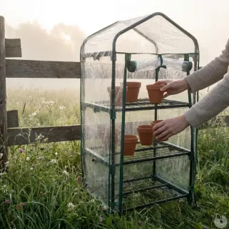 Serre 3 étagères 50x45x105cm mini-serre jardin plastique Progarden