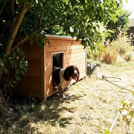 Niche isolée pour chien en bois – Extérieur été/hiver – 160 x 75 x 75 cm