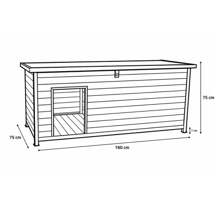 Niche isolée pour chien en bois – Extérieur été/hiver – 160 x 75 x 75 cm