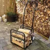 Chariot porte-bûches 2 en 1 amovible - Charge 50 kg - 114x62x44 cm
