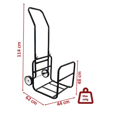 Chariot porte-bûches 2 en 1 amovible - Charge 50 kg - 114x62x44 cm