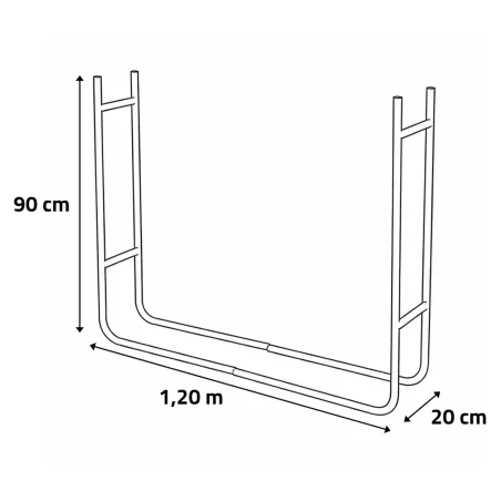Range bûche métallique 120x90x20 cm - Support bois de chauffage