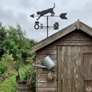 Girouette chat météo métal pour jardin, toit d'extérieur, direction du vent