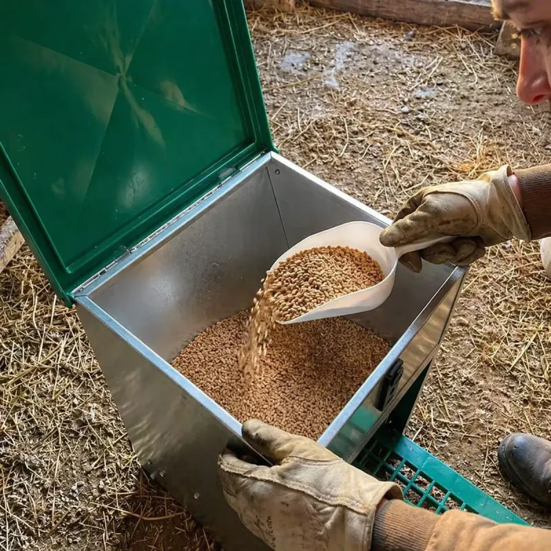 Kit abreuvoir métal galvanisé 30L et mangeoire à trémie anti-nuisibles Feedomatic 20kg