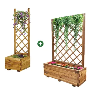 Lot de 2 Jardinières avec treillis en bois autoclave
