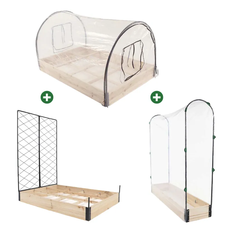 Lot de 3 carrés potager en bois de sapin