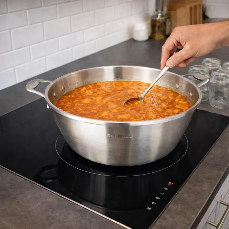 Bassine Acier Inoxydable Ø38cm Confitures Tous Feux Parois Évasées