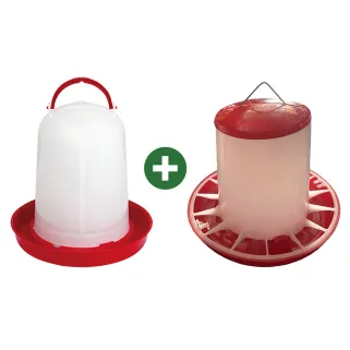 Abreuvoir 8L + Mangeoire 9kg - avec poignée