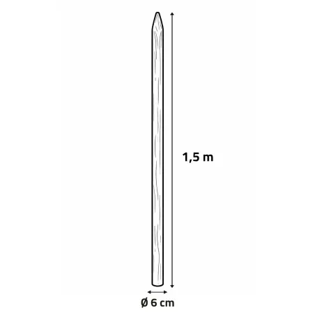 Lot de 20 piquets en châtaignier Ø6 cm - Longueur 1,5 m
