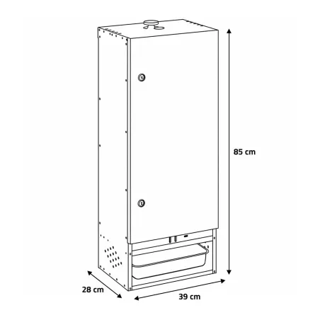 Fumoir Peetz F85 en acier aluminisé avec porte H 85 x L 39 x P 28 cm