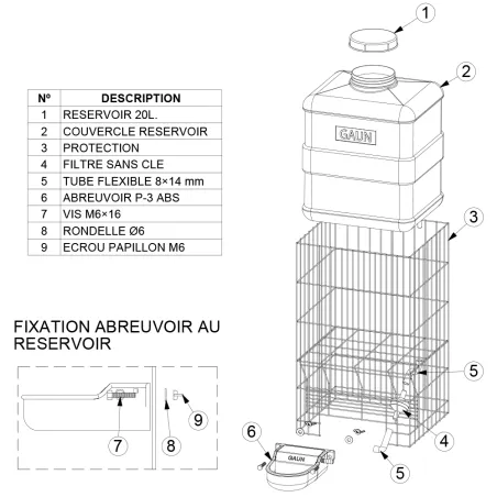 Abreuvoir automatique Gaun 20 L – Grande capacité multi-animaux