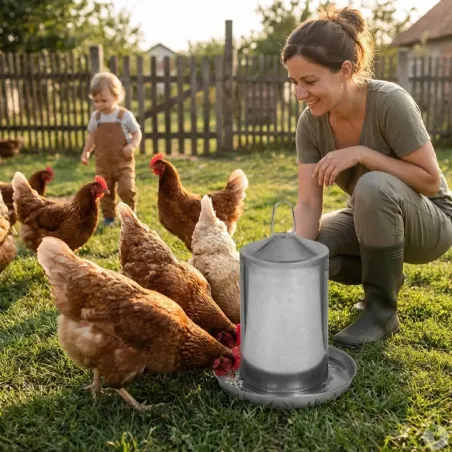 Abreuvoir poules GAUN 4 L – Double paroi galvanisée