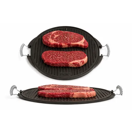 Plancha ronde barbecue réversible fonte émaillée Ø43cm 6-8 pers