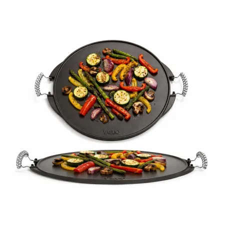 Plancha ronde barbecue réversible fonte émaillée Ø43cm 6-8 pers
