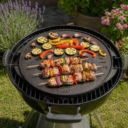 Plancha ronde barbecue réversible fonte émaillée Ø43cm 6-8 pers