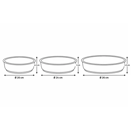 Lot de 3 Poêles acier inoxydable diamètres 20, 24 et 26 cm