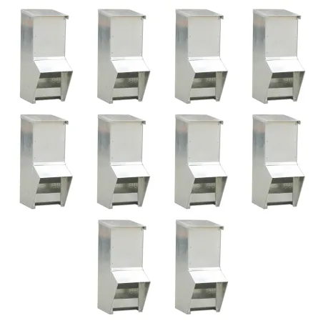 Lot de 10 Mangeoires à trémie métal galvanisée 7kg