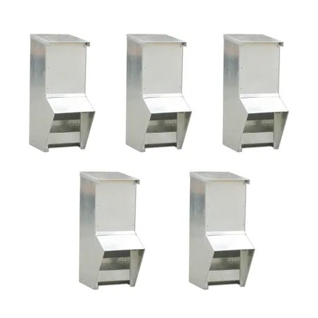 Lot de 5 Mangeoires à trémie métal galvanisée 7kg