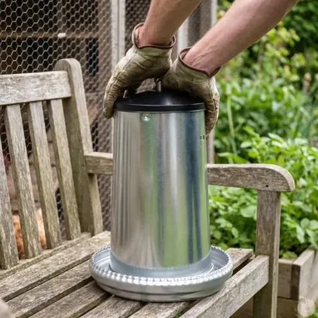 Mangeoires volaille à trémie métal 5kg en lot de 10