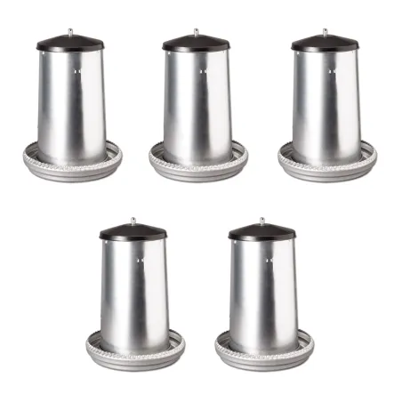 Mangeoires volaille à trémie métal 5kg en lot de 5