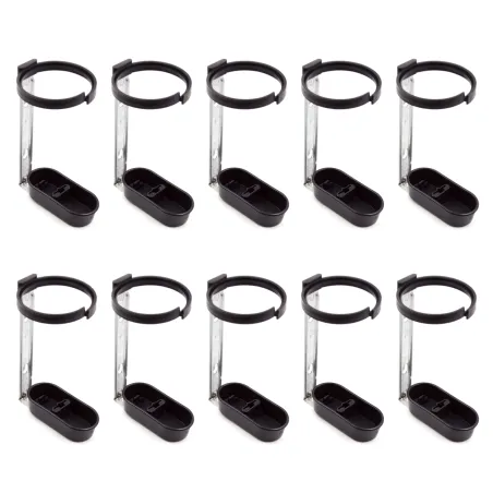 Lot de 10 abreuvoirs porte bouteille en plastique fixation cage
