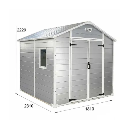 Abri de jardin Lys en plastique 181x231x222cm - Panneaux 12mm & structure aluminium