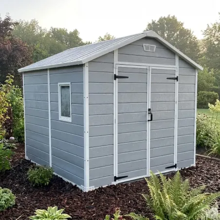 Abri de jardin Lys en plastique 181x231x222cm - Panneaux 12mm & structure aluminium