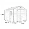 Abri de jardin Lys en plastique 181x231x222cm - Panneaux 12mm & structure aluminium