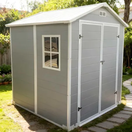 Abri de jardin Lys en plastique 172x173x212,5 cm - Panneaux 12 mm et structure aluminium