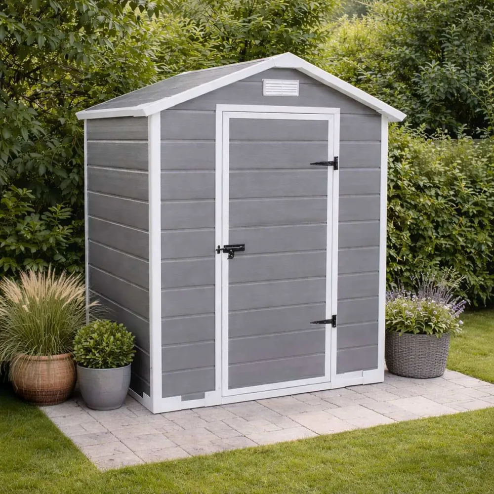 Abri de jardin Lys en plastique, modèle à une porte de 128 × 94 × 196 cm