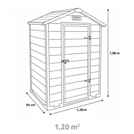 Abri de jardin Lys - 128x94x196cm en plastique résistant avec porte battante