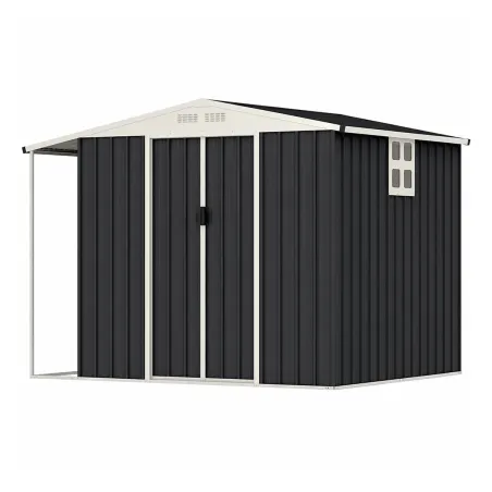 Abri de jardin en acier Argence avec carport - 2 portes coulissantes - Hauteur 160 cm