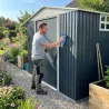 Abri de jardin en acier Argence avec carport - 2 portes coulissantes - Hauteur 160 cm