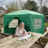 Tonnelle pliante 3x4 m en acier verte avec parois latérales