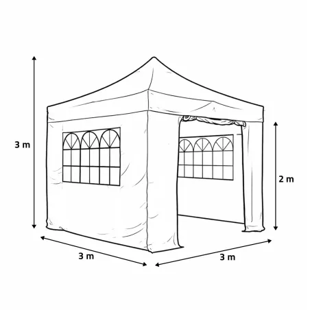 Tonnelle pliante aluminium 3x3 m verte avec parois latérales
