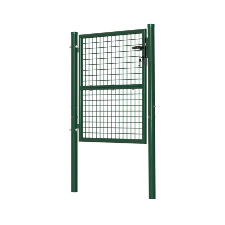 Portillon grillagé 1x1m maille 50mm vert avec serrure et poignées