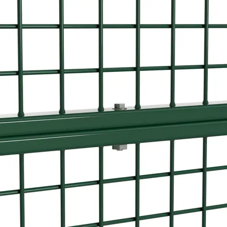 Portillon grillagé 1x1m maille 50mm vert avec serrure et poignées